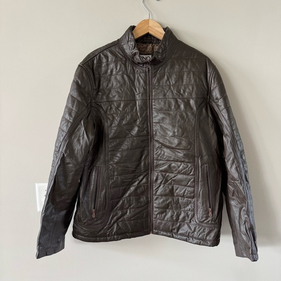 Pino by Pinoporte Dino Lambskin Leather Quilted Bomber Jacket - Dark Brown - Picture 5 of 11